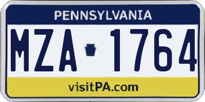 PA license plate MZA1764