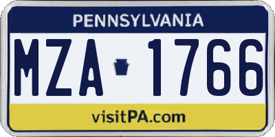 PA license plate MZA1766