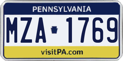 PA license plate MZA1769