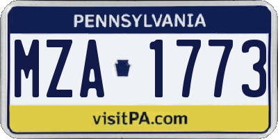 PA license plate MZA1773