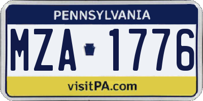 PA license plate MZA1776