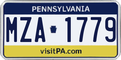 PA license plate MZA1779