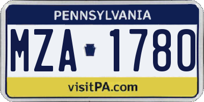 PA license plate MZA1780