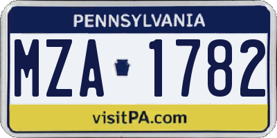 PA license plate MZA1782