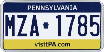 PA license plate MZA1785