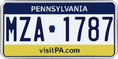 PA license plate MZA1787