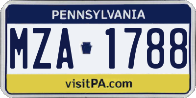 PA license plate MZA1788
