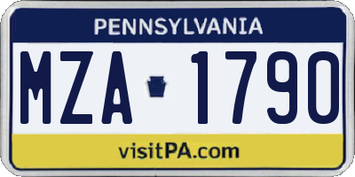 PA license plate MZA1790