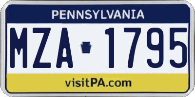 PA license plate MZA1795