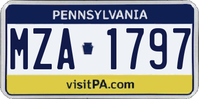 PA license plate MZA1797