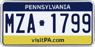 PA license plate MZA1799
