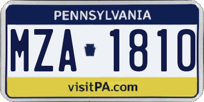 PA license plate MZA1810
