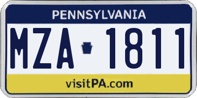 PA license plate MZA1811