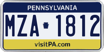 PA license plate MZA1812