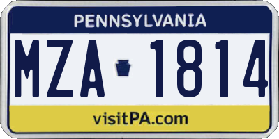 PA license plate MZA1814