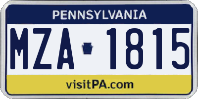 PA license plate MZA1815