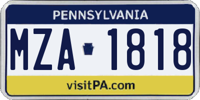 PA license plate MZA1818