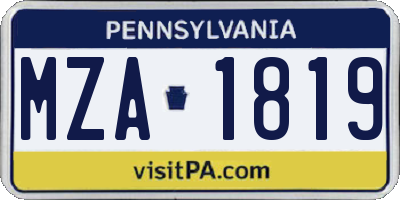 PA license plate MZA1819