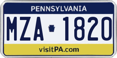 PA license plate MZA1820