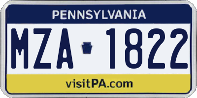 PA license plate MZA1822