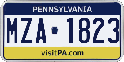 PA license plate MZA1823