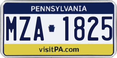 PA license plate MZA1825