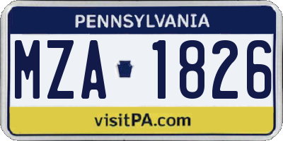 PA license plate MZA1826