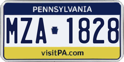PA license plate MZA1828