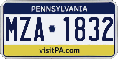 PA license plate MZA1832