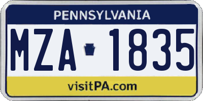 PA license plate MZA1835