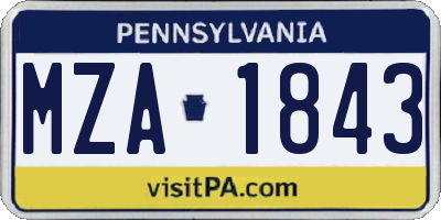 PA license plate MZA1843