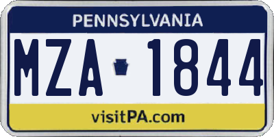 PA license plate MZA1844