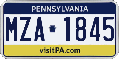 PA license plate MZA1845