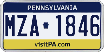 PA license plate MZA1846