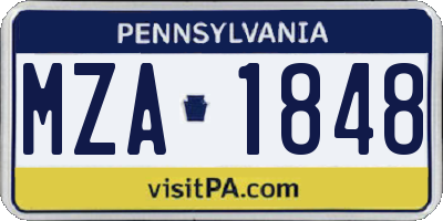 PA license plate MZA1848