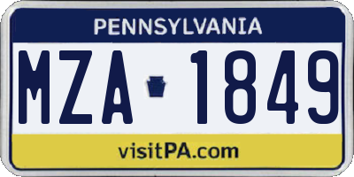 PA license plate MZA1849