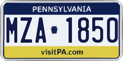 PA license plate MZA1850