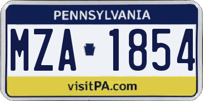 PA license plate MZA1854
