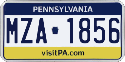 PA license plate MZA1856