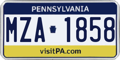 PA license plate MZA1858