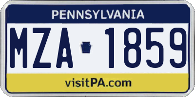 PA license plate MZA1859
