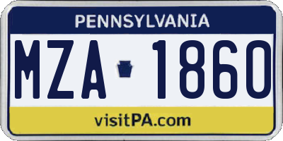 PA license plate MZA1860