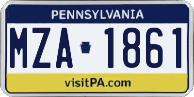 PA license plate MZA1861