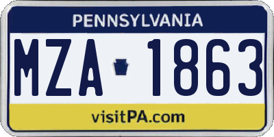 PA license plate MZA1863