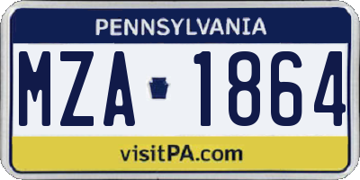 PA license plate MZA1864