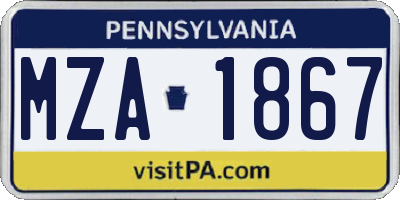 PA license plate MZA1867