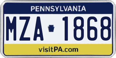 PA license plate MZA1868