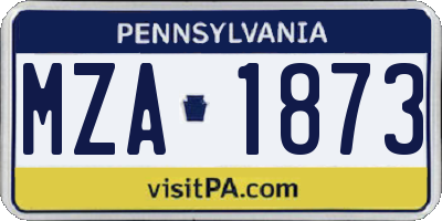 PA license plate MZA1873