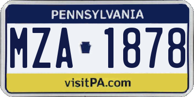 PA license plate MZA1878