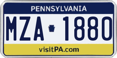 PA license plate MZA1880